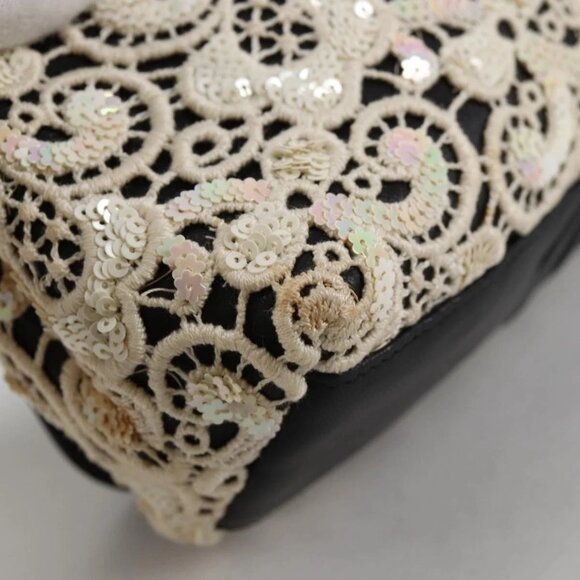 CHANEL Sequin Shoulder Bag Leather White Gold CC Auth 140995 - Picture 5 of 16